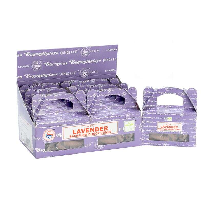 Stożki zapachowe backflow Satya — Lavender, 24 szt.